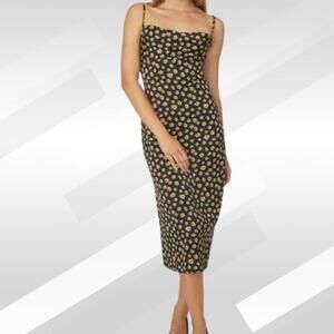 2/$50 WeWoreWhat Black Ditsy Daisies Cowl Neck Midi Dress Size 0
